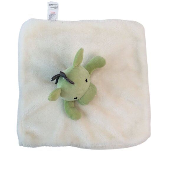 DTU Inc Green Dragon Lovey 12" Cream Baby Security Blanket Dinosaur - Picture 3 of 6